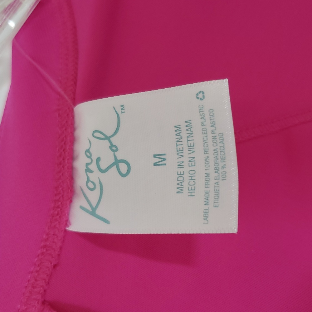 Kona Sol Woman's Long Sleeve Vibrant Pink Zip-Up Rash Guard - Picture 10 of 12